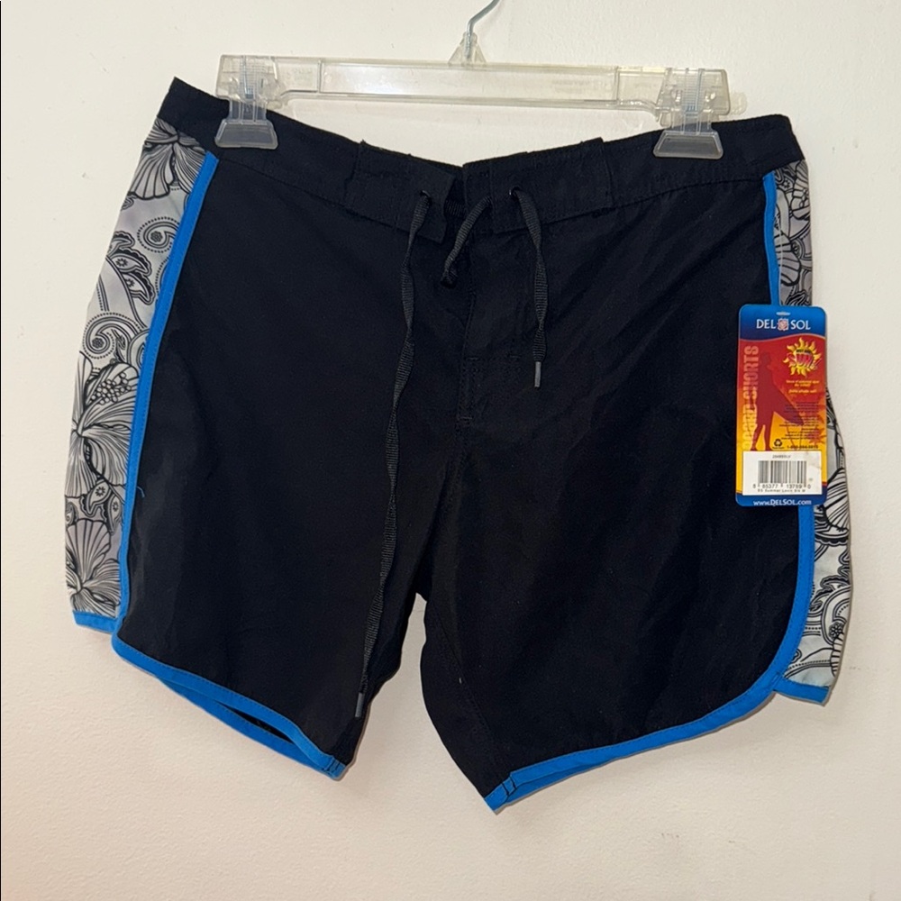 Men's Black and Blue Swim Shorts